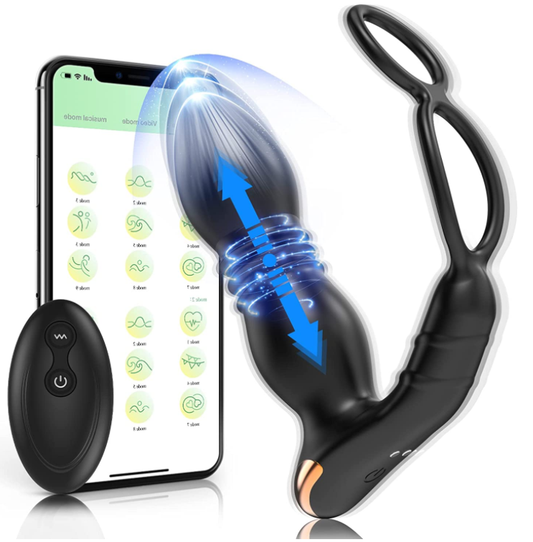 Thrusting Prostate Massager with Cock Ring – App & Wireless Remote Control