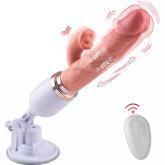 Realistic Thrusting Vibrating Dildo with Adjustable Suction Mount & Remote (Natural Tone)