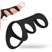 Silicone Dual-Penetration Strap-On Cock Ring Set for Couples