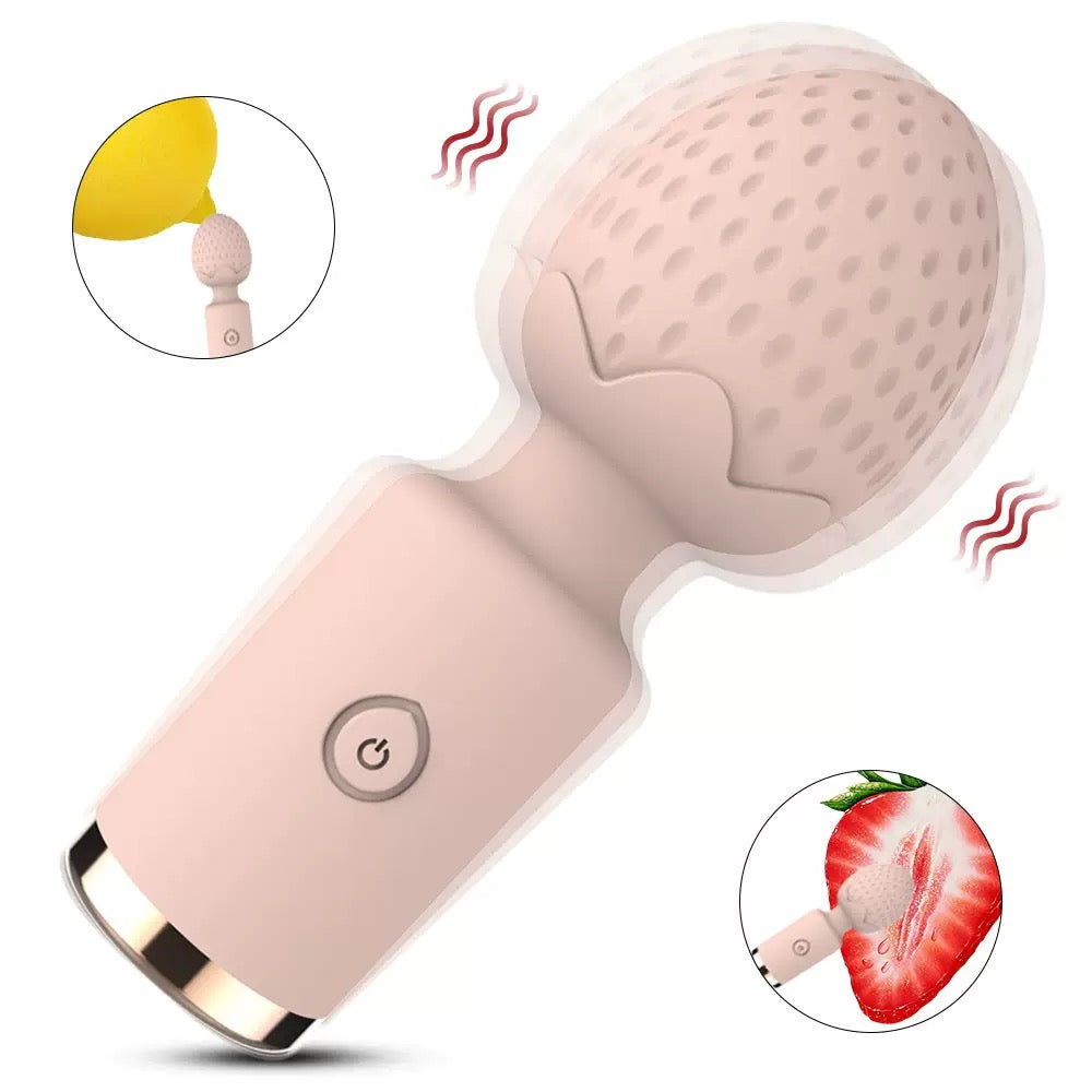 Mini Wand Vibrator with Textured Stimulation Head — Compact & Travel Friendly — Blush Pink
