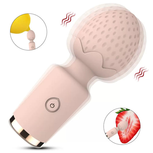 Mini Wand Vibrator with Textured Stimulation Head — Compact & Travel Friendly — Blush Pink