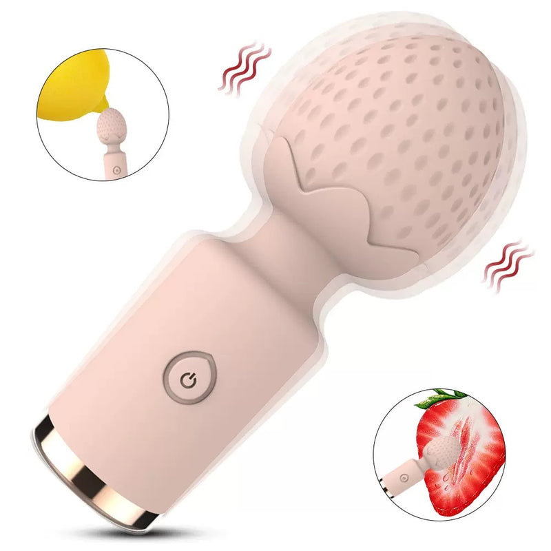 Mini Wand Vibrator with Textured Stimulation Head — Compact & Travel Friendly — Blush Pink