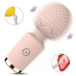 Mini Wand Vibrator with Textured Stimulation Head — Compact & Travel Friendly — Blush Pink