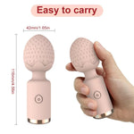 Mini Wand Vibrator with Textured Stimulation Head — Compact & Travel Friendly — Blush Pink