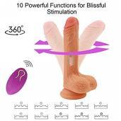 Realistic Rotating & Thrusting Dildo – 10 Functions, Wireless Remote & Suction Base (Natural Tone)
