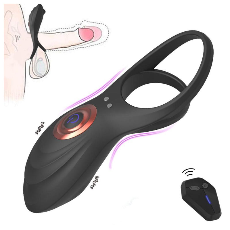 Dual-Ring Vibrating Cock Ring with Perineum Stimulator & Wireless Remote