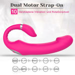 Strapless Strap-On Vibrator with Dual Motors & 10 Vibration Modes — Couples Sex Toy — Hot Pink