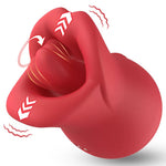 Rose Licking & Biting Clitoral Vibrator – 360° Rotating Tongue (Red)