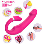 Strapless Strap-On Vibrator with Dual Motors & 10 Vibration Modes — Couples Sex Toy — Hot Pink