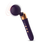 Luxury Magic Wand Vibrator with Ribbed Head & Rose Gold Controls — 245mm — Deep Purple